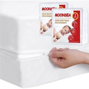 6 Side Waterproof Crib Mattress Encasement Durable Zipper Noiseless, 28''X52"X6”